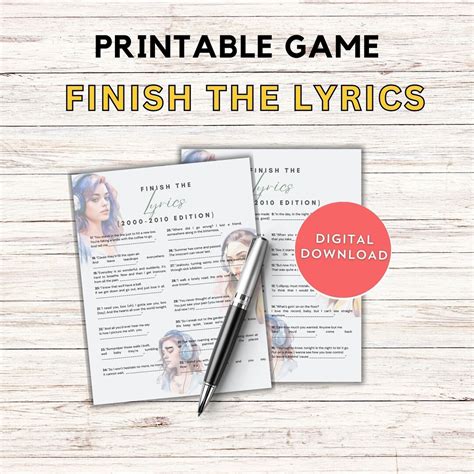 finish the lyrics game|Finish the Pop Lyric Quiz (2000.
